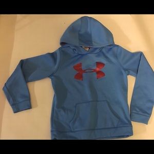 Under Armour Pullover Hoodie Youth Girls size Large Blue /Pink